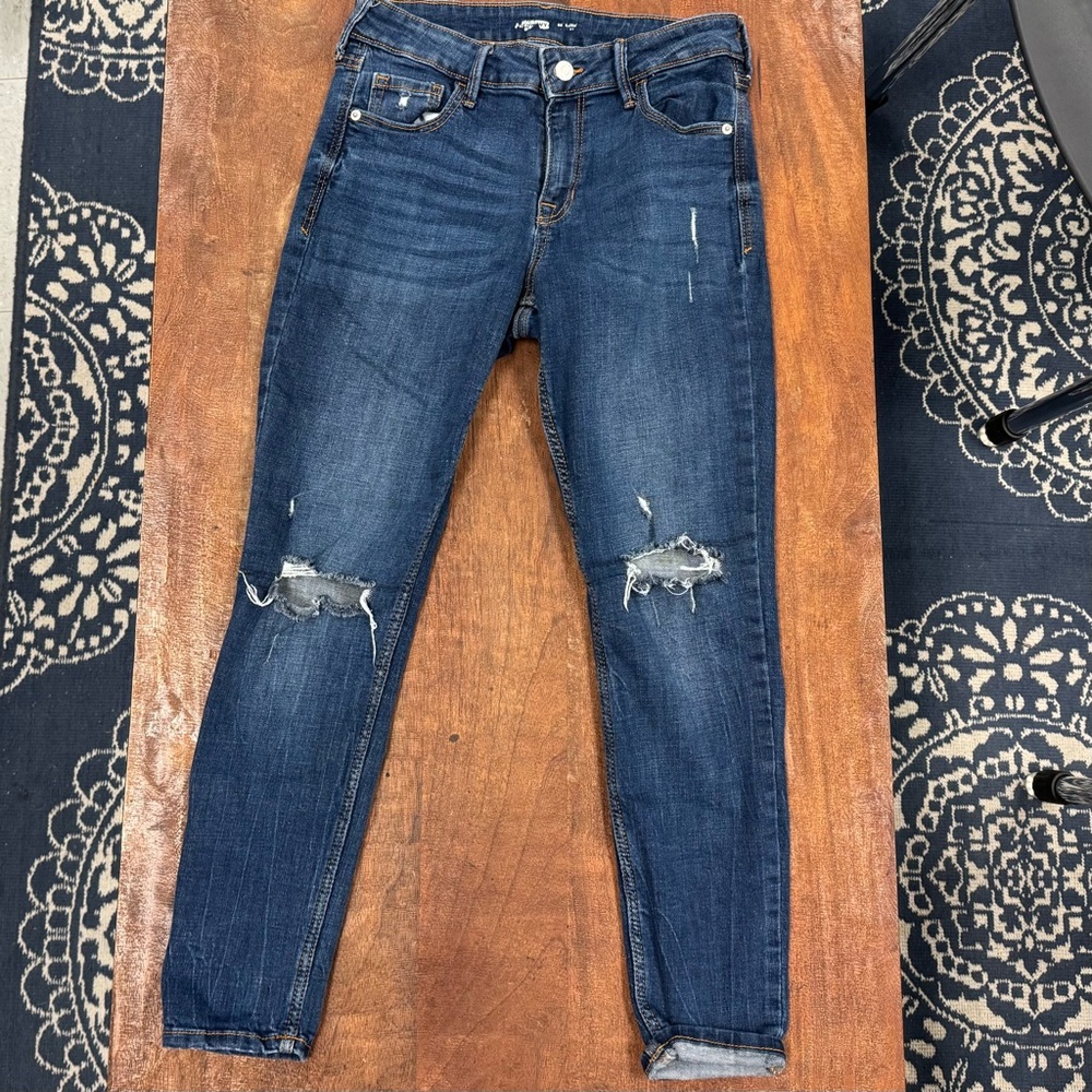 Old Navy Rockstar Skinny Jeans Distressed Dark Wash Women’s 6 Short Stretch